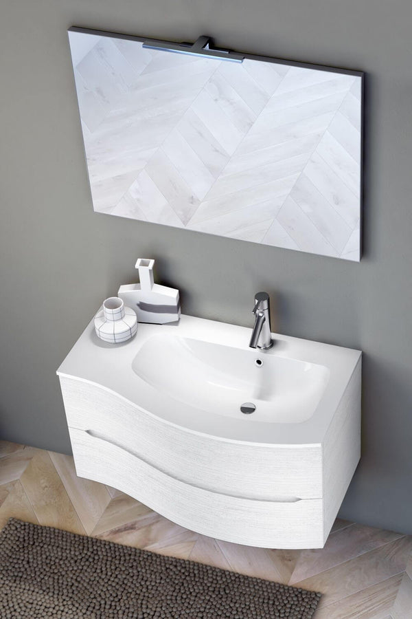 Mobile Bagno Sospeso 91,5cm TFT Swing Bianco Cromato 2D prezzo