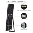 Specchio da Pavimento o Parete 37x48x152 cm Cornice in MDF Nero