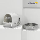 Lettiera Gatto Chiusa L 52,4x41,3x39,9 cm con Maniglia Paletta Pacchetto Deodorante e Antiperdita in Acciaio Inox e ABS Bianco      
