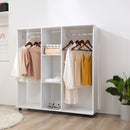Armadio Guardaroba Aperto 120x40x128 cm 2 Aste e 3 Ripiani in Legno Ingegnerizzato Bianco  
