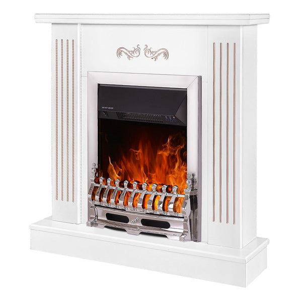 Camino Elettrico da Pavimento 90,5x94x26,5 cm Effetto Fiamma 2000W Smile & Galileo silver Bianco online