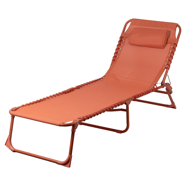 Lettino Mare Richiudibile 190x58x29 cm in Acciaio e Poliestere Ruggine Gallipoli sconto