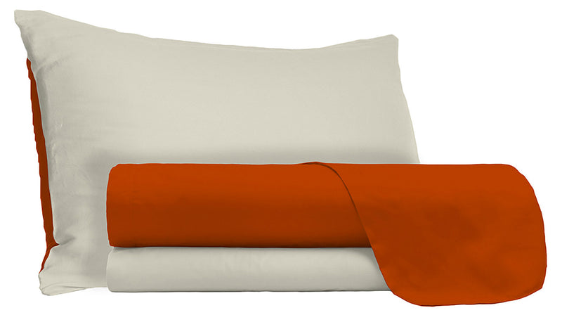 Set Lenzuola Sopra Sotto e Federe Doubleface Terra\/Panna