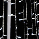 Albero di Natale Luminoso Ø80x220 cm 592 LED con 8 Giochi di Luce da Esterno in Metallo Bianco Freddo      