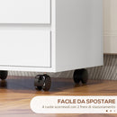 Cassettiera da Ufficio 46x40x65 cm con 4 Cassetti e Ruote con Freno in Legno MDF Bianco      