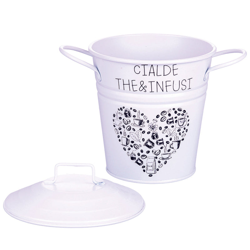 Secchiello per Cialde e Infusi 13x13 cm  in Metallo VdE Tivoli 1996 Daily