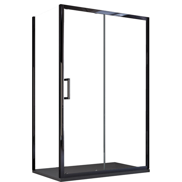 Box Doccia Angolare 1 anta Scorrevole con Profili Neri in Cristallo trasparente 6mm H195 Bonussi Sole Varie Misure acquista