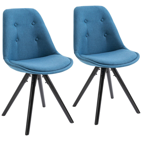 Set 2 Sedie Imbottite 48x56x87 cm in Tessuto Blu sconto