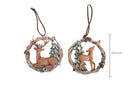 Set 4 Coroncine Decorative con Renne 10,2 cm in Resina