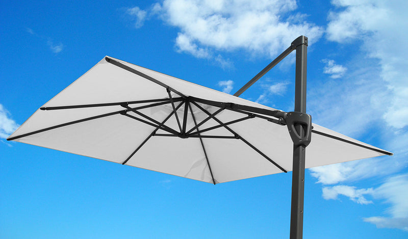 Ombrellone da Giardino Decentrato 3x3m in Alluminio Telo in Poliestere Mosini Jazz Grigio e Bianco
