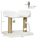 Torre per Gatti max 5 Kg con Tiragraffi e Palline 48x38x42 cm in Poliestere e Juta Giallo e Bianco