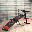Panca Fitness per Addominali Inclinata Multifunzione Regolabile  Nera e Rossa