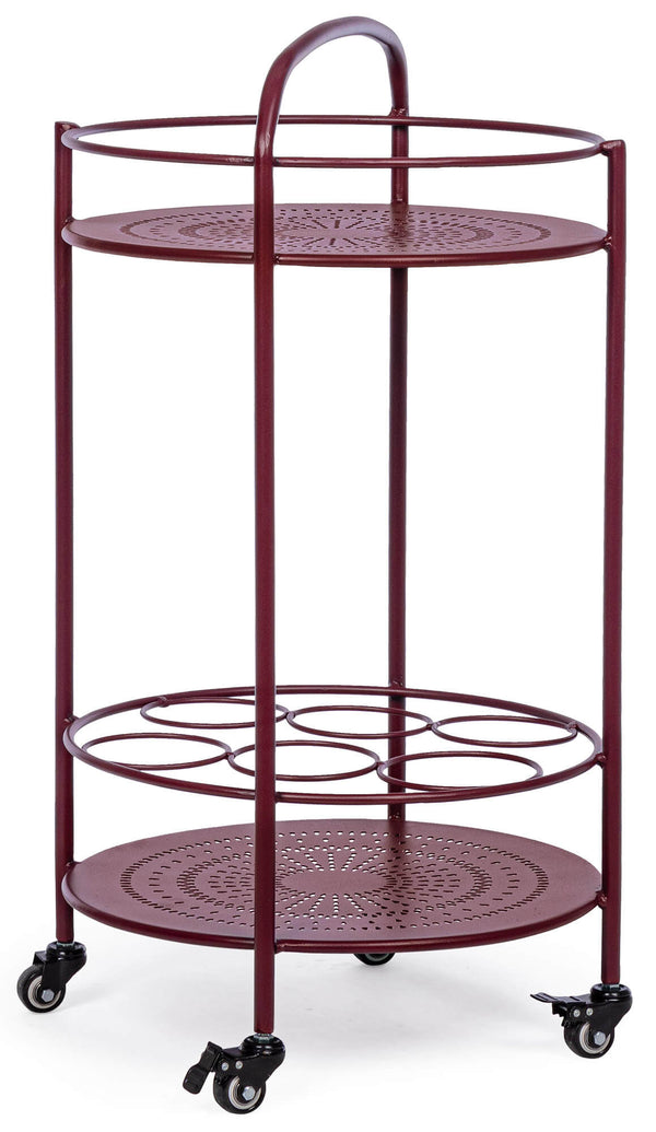Carrello da Cucina 45x81 cm con Portabottiglie e Ruote in Acciaio Bordeaux sconto