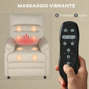 Poltrona Reclinabile con Riscaldamento, 8 Punti Massaggio e 5 Modalità 82x99x106 cm in Tessuto Effetto Velluto Beige   
