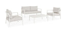 Set 4 Pezzi Salotto da Giardino con Divano 2 Poltrone e Tavolino in Alluminio e Spun Poly Sirius Vapor 