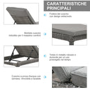 Set 2 Lettini Prendisole in Acciaio con Cuscino Grigio 