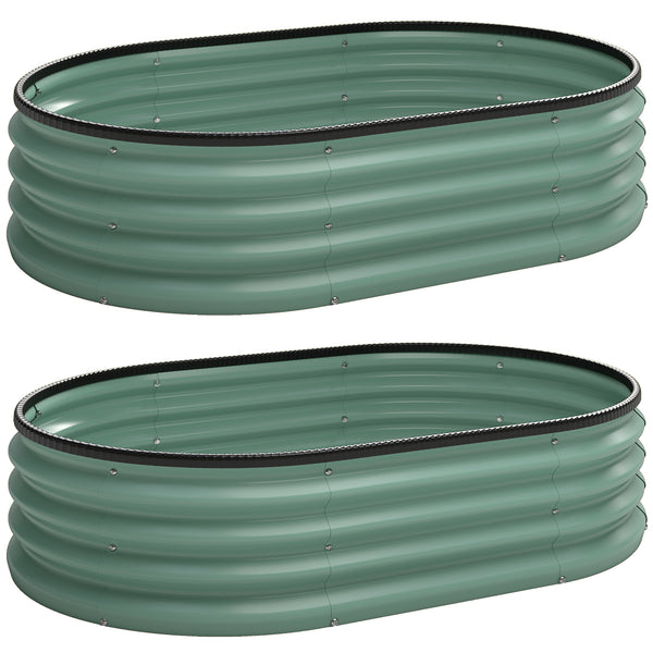 acquista Set di 2 Aiuole Rialzate 135x90x30 cm con Bordo in Gomma e Design Modulare in Metallo Galvanizzato Verde