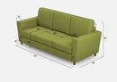 Divano 3 Posti 212x85x85 cm Yasel in Tessuto Verde