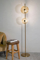 Lampada da Terra Venice Ø30x170 cm in Vetro e Ferro Oro e Naturale e Marrone      