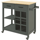Carrello da Cucina 88,5x46x91,5 cm in Legno MDF e Vetro Grigio