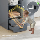 Armadio Moderno 80x50x124 cm Appendiabiti Cassetti e Mensole in Truciolare Grigio Scuro   