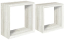 Set 2 Mensole Cubo da Parete Quadrato in Fibra di Legno Ginevra Rovere Sbiancato