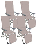 Set 4 Sedie a Sdraio Reclinabili Pieghevoli 59x76x109 cm con Poggiapiedi in Alluminio e Textilene T