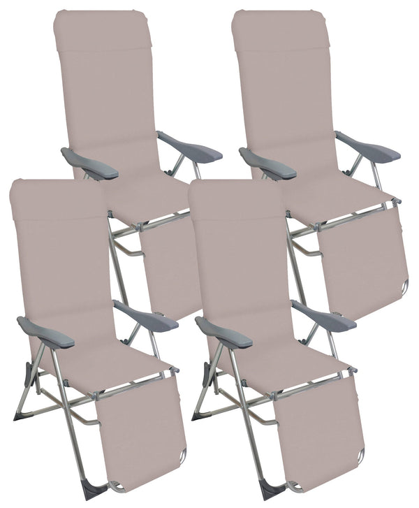 Set 4 Sedie a Sdraio Reclinabili Pieghevoli 59x76x109 cm con Poggiapiedi in Alluminio e Textilene T online