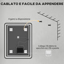 Specchio Bagno 70x90 cm LED Touch con Luce Dimmerabile a 3 Temperature e Antiappannamento      