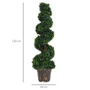 Set 2 Piante Artificiali di Bosso Ø32x120 cm a Spirale per Interni ed Esterni con Vaso Verde      
