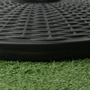 Base per Ombrellone Rotonda da 12,5kg Ø44,5 cm per Pali da Ø3,8 e Ø4,8 cm in HDPE Cemento e Acciaio Nero  