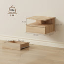 Set di 2 Comodini Sospesi 35x32x22,5 cm con Cassetto e Mensola Aperta in Legno Rovere      