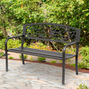 Panchina da Giardino in Acciaio con Schienale Decorato 127x60 cm  Bechy Marrone