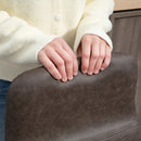 Set 2 Sgabelli da Bar con Schienale Basso e Poggiapiedi 44x44x95 cm in PU Marrone Scuro 