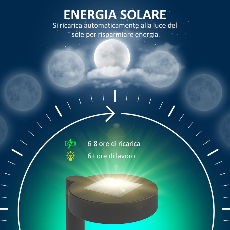 Set 8 Faretti da Esterno a Energia Solare 12x10x46 cm LED a 3000K IP44 in PP Nero  