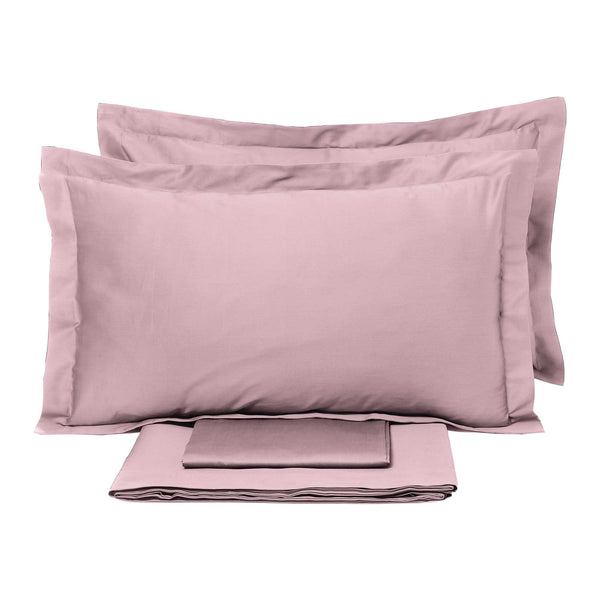 acquista Set Lenzuola Matrimoniale Sopra Sotto e Federe Tinta Unita Garrini Clarice Rosa