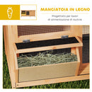 Conigliera da Esterno 112x50x54 cm con Tetto in Asfalto Casetta Vassoi e Mangiatoia in Legno Giallo      
