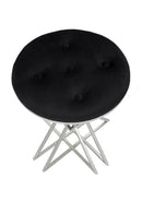 Sgabello Oslo Ø40x50 cm in Ferro e MDF e Spugna e Poliestere Argento e Nero
