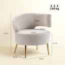 Sedia Moderna con Schienale ad Arco 69x65x67 cm Rivestita in Chenille Bianco Crema      