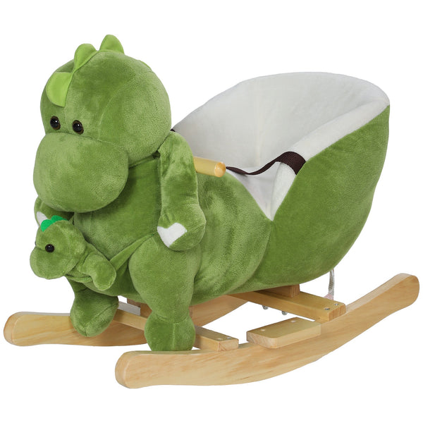 prezzo Cavallo a Dondolo per Bambini 32 Melodie in Legno e Peluche Dinosauro Verde