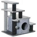 Tiragraffi per Gatti Albero a 4 Livelli con Gradino Rimovibile 60x40x66 cm Grigio   