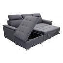 Divano Letto Derrick 234x148x84 cm in Tessuto Grigio scuro