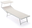 Lettino Prendisole da Giardino 183/190x61x38 cm in Alluminio e Textilene Beige