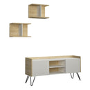 Mobile TV 2 Ante 2 Mensole 56,5x125,5x33 cm in MDF Klappe Rovere e Bianco