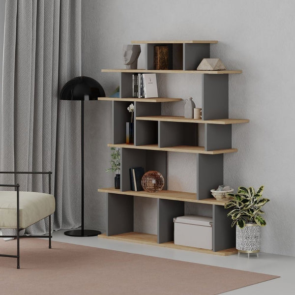 Libreria design 120x29,2x149 cm Apollon rovere e antracite sconto