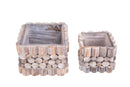 Set 2 Quadrati in Legno H 13 cm H 11 cm