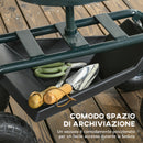 Carrello da Giardino 83x36.5x45-60 cm con Sedile Regolabile e Vassoio Inferiore in Acciaio e PP Verde Scuro      