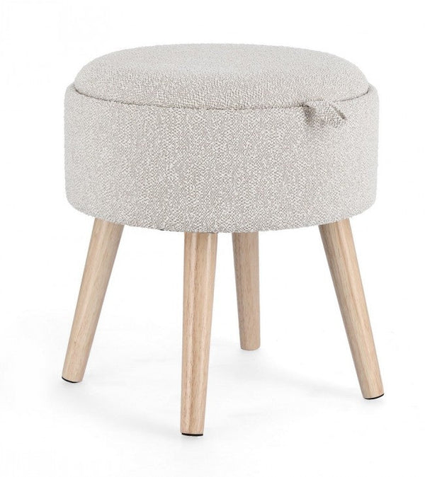Sgabello Contenitore Ø 39x42,5 cm Zoya in Bouclè Grigio prezzo