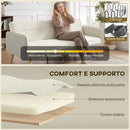 Divano Letto 3 Posti 185x84x83 cm con Schienale Reclinabile e Rivestimento Effetto Velluto Beige      