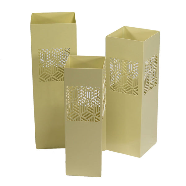 online Set 3 Portaombrelli in Metallo 20x20H60cm Geometrie 2 Crema
